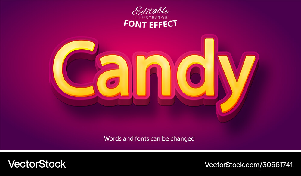 Candy text 3d editable font effect vector image