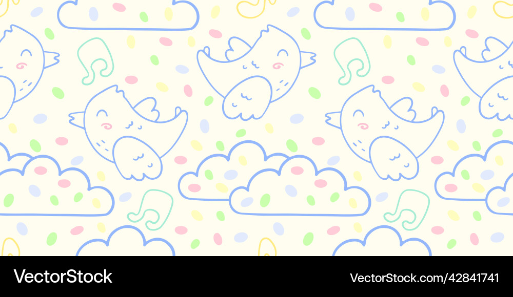 Children s pattern with a bird and clouds Children s pattern with a bird and clouds vector image