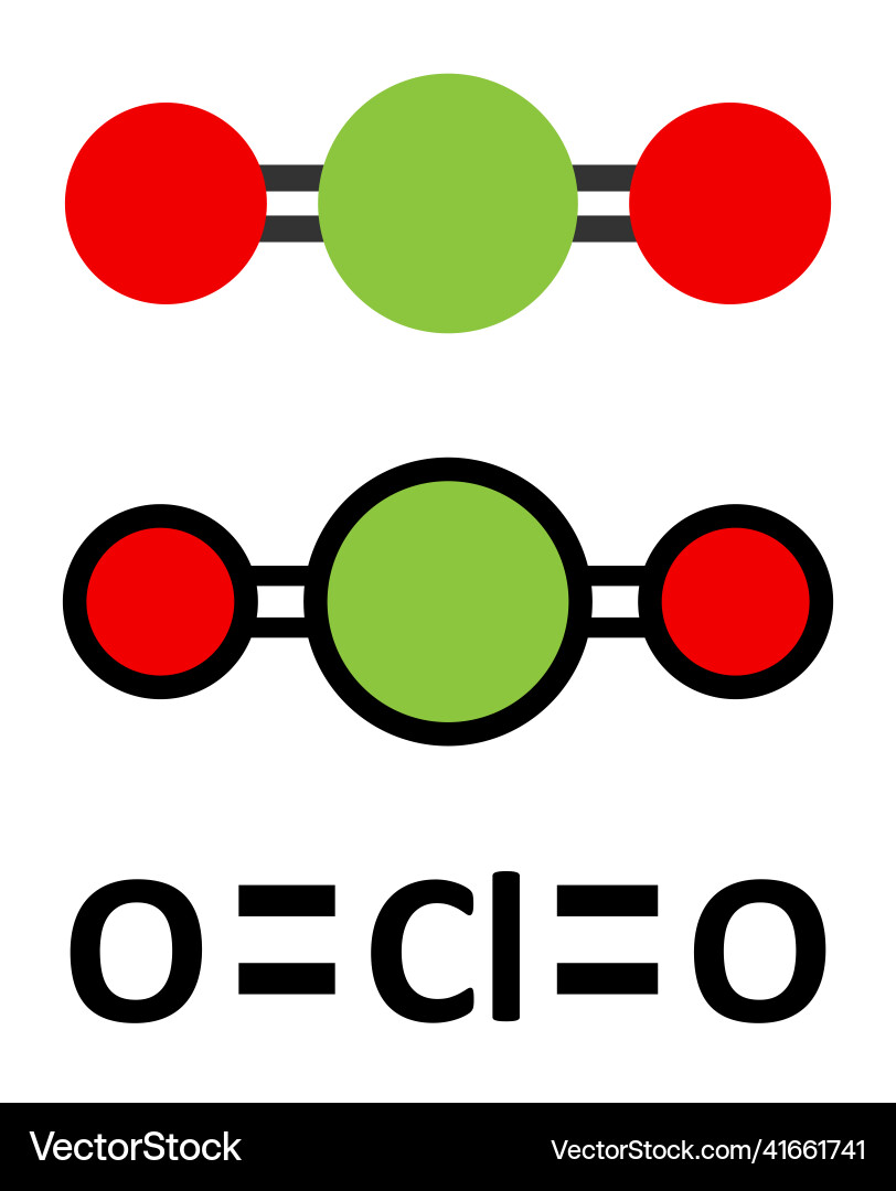 Chlorine dioxide clo2 molecule used in pulp Chlorine dioxide clo2 molecule used in pulp vector image