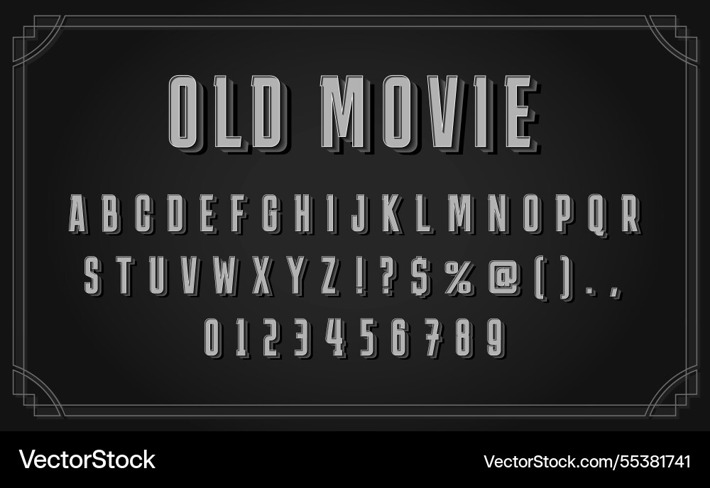 Classic Stummfilm Schriftart alte Filmschrift noir Classic Stummfilm Schriftart alte Filmschrift noir vektorbild