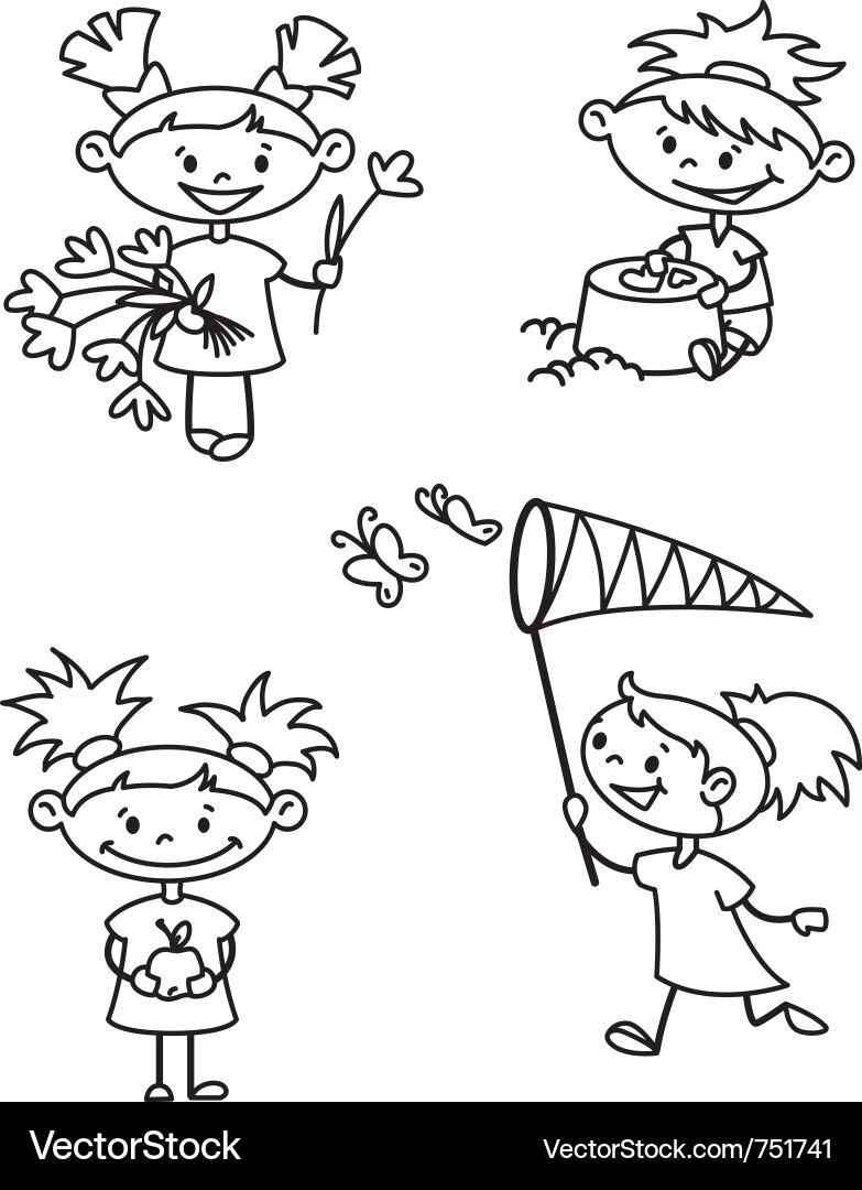 Cute Girl Doodle Sketch Vector Image