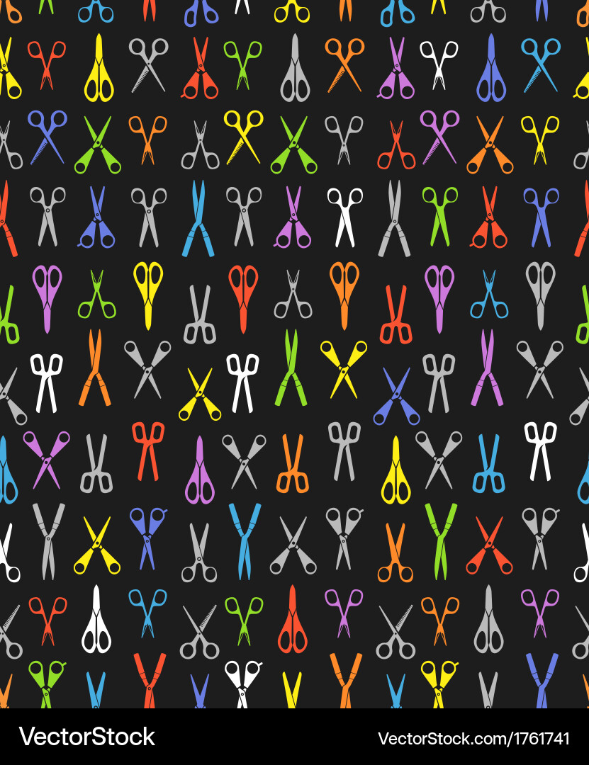 Different type of color scissors seamless pattern Vector Image