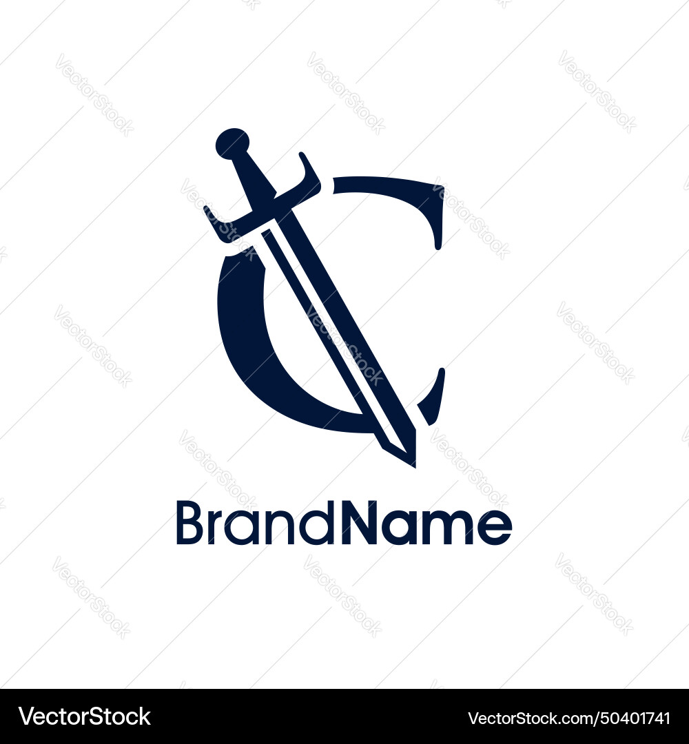 Elegant initial c sword logo Elegant initial c sword logo vector image