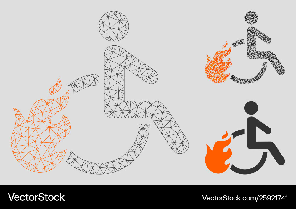 Fired disabled person mesh network model Fired disabled person mesh network model vector image