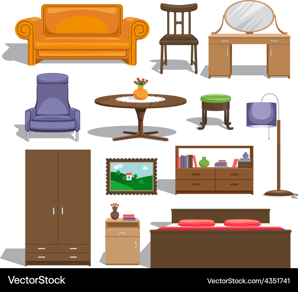 Furniture for bedroom vector image