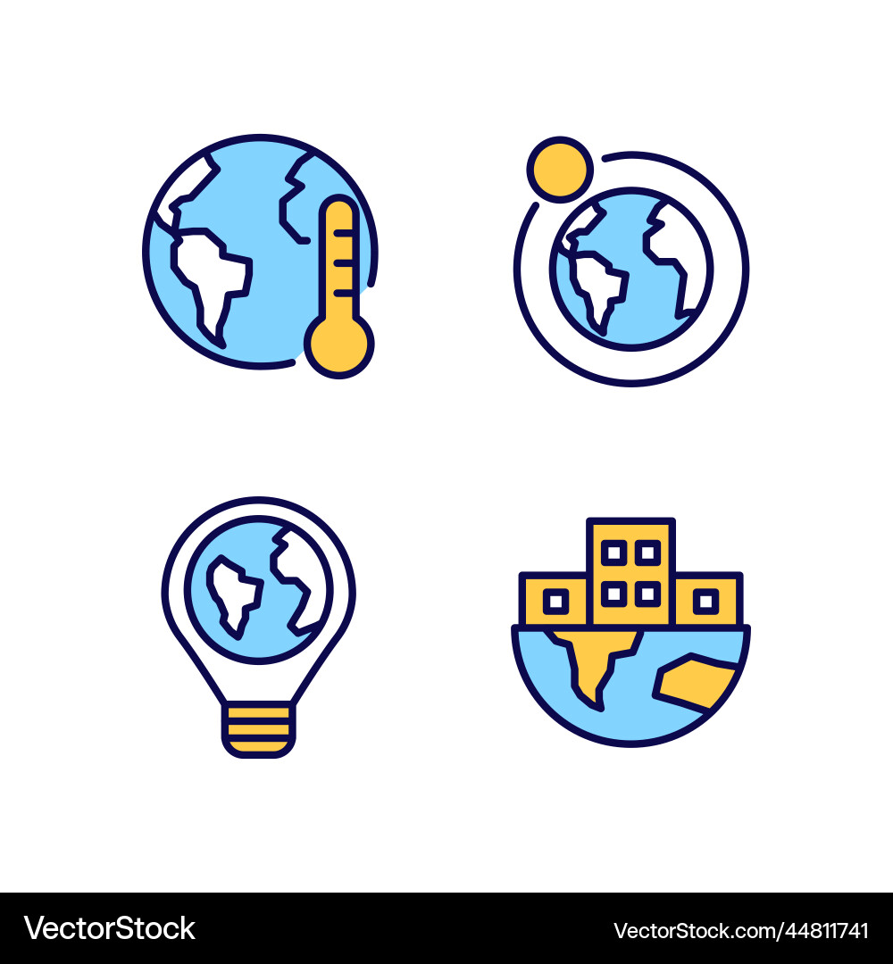 Global problems pixel perfect rgb color icons set Vector Image