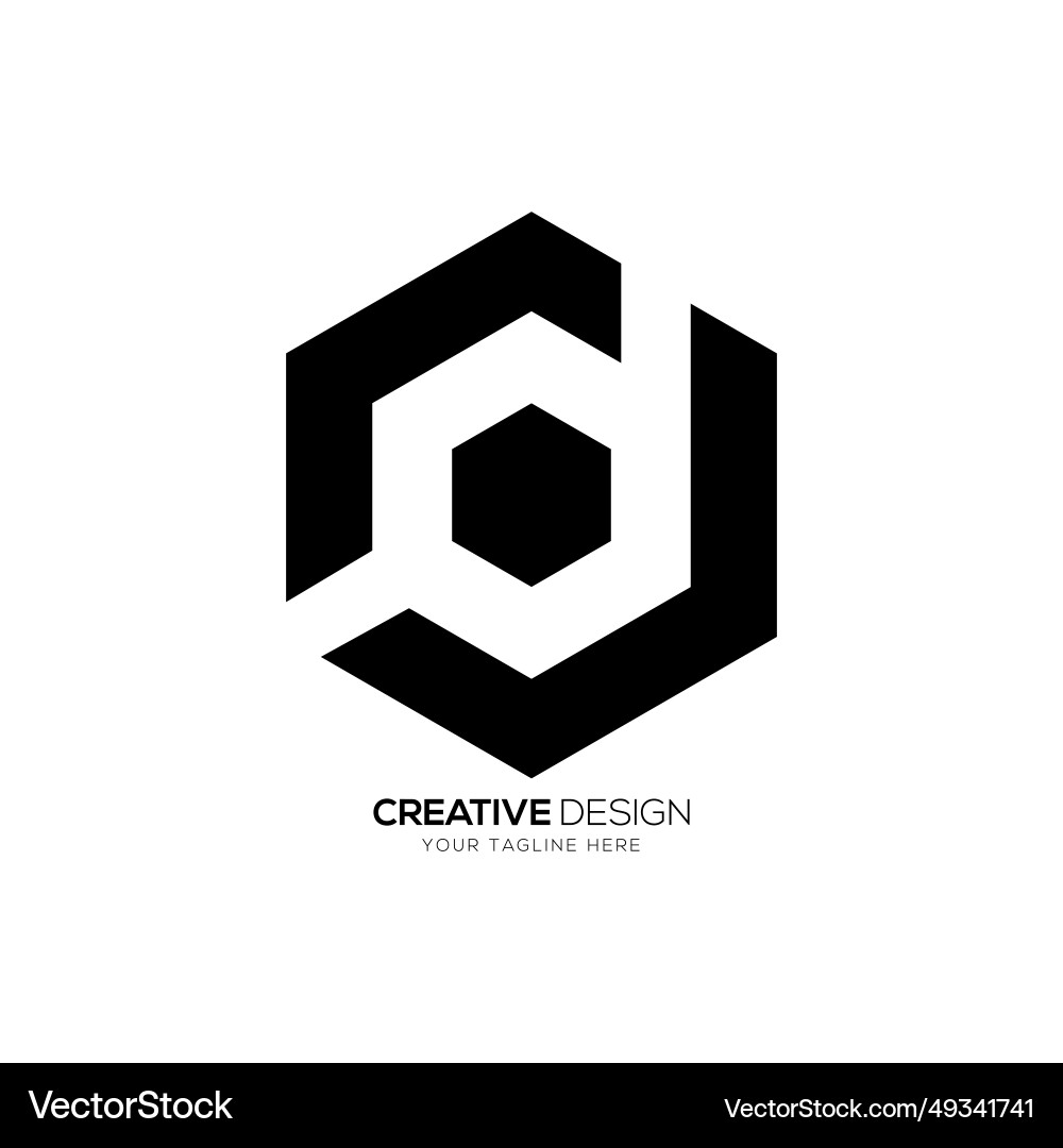 Hexagonal shape letter c b j negative space Vector Image