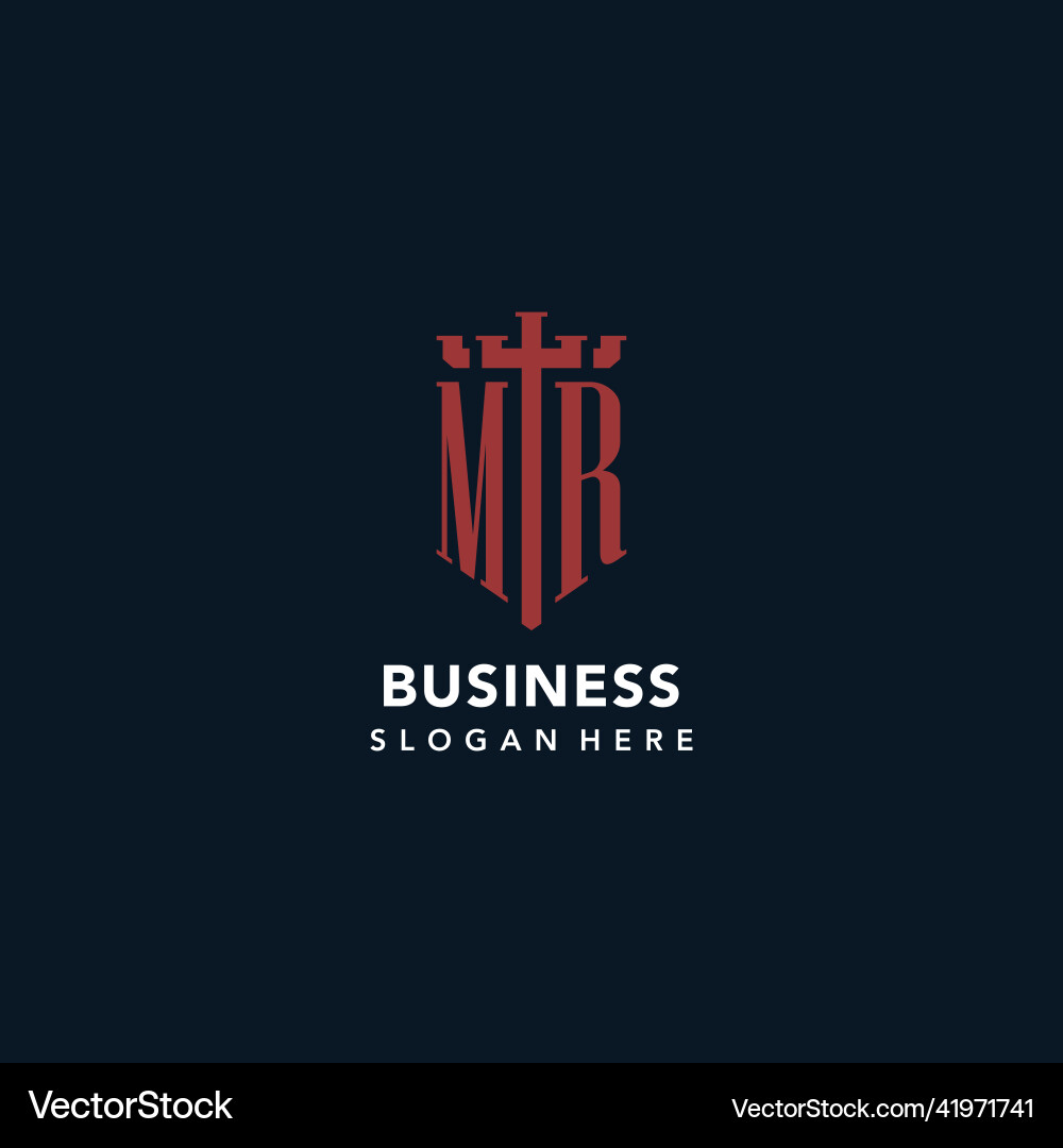 Mr initial monogram logos with sword and shield Vector Image