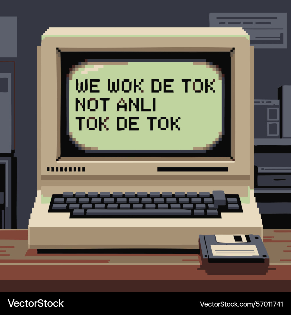 Retro pixel art computer displaying text Retro pixel art computer displaying text vector image