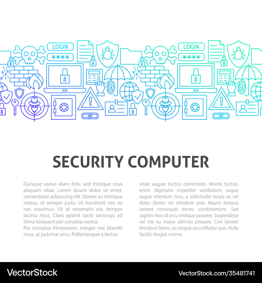 Security computer line template Security computer line template Vector Image