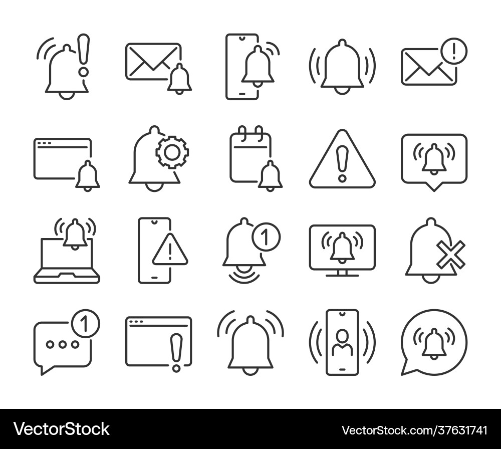 Set notification line icons Set notification line icons vector image