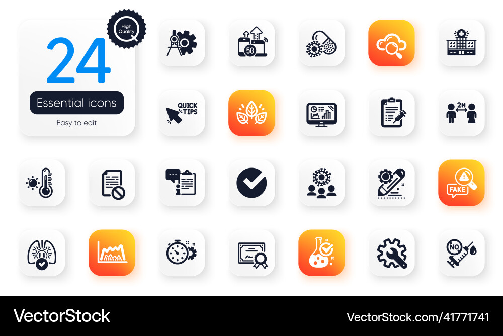 Set of science flat icons vaccine report wrong Set of science flat icons vaccine report wrong vector image