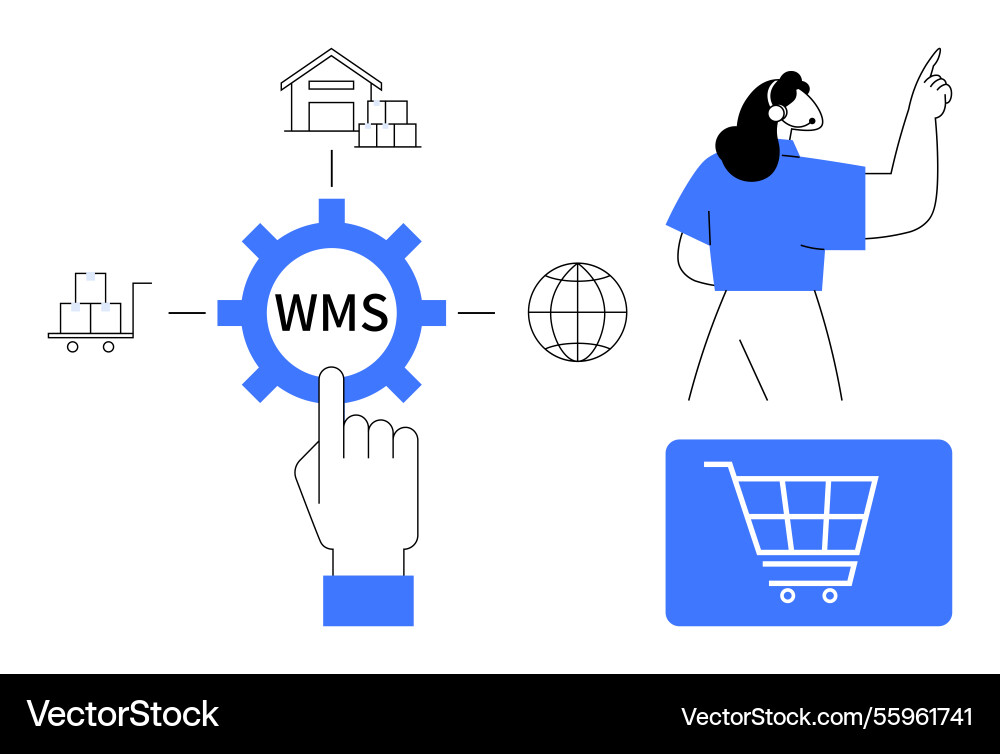 Warehouse management system integration with e Vector Image