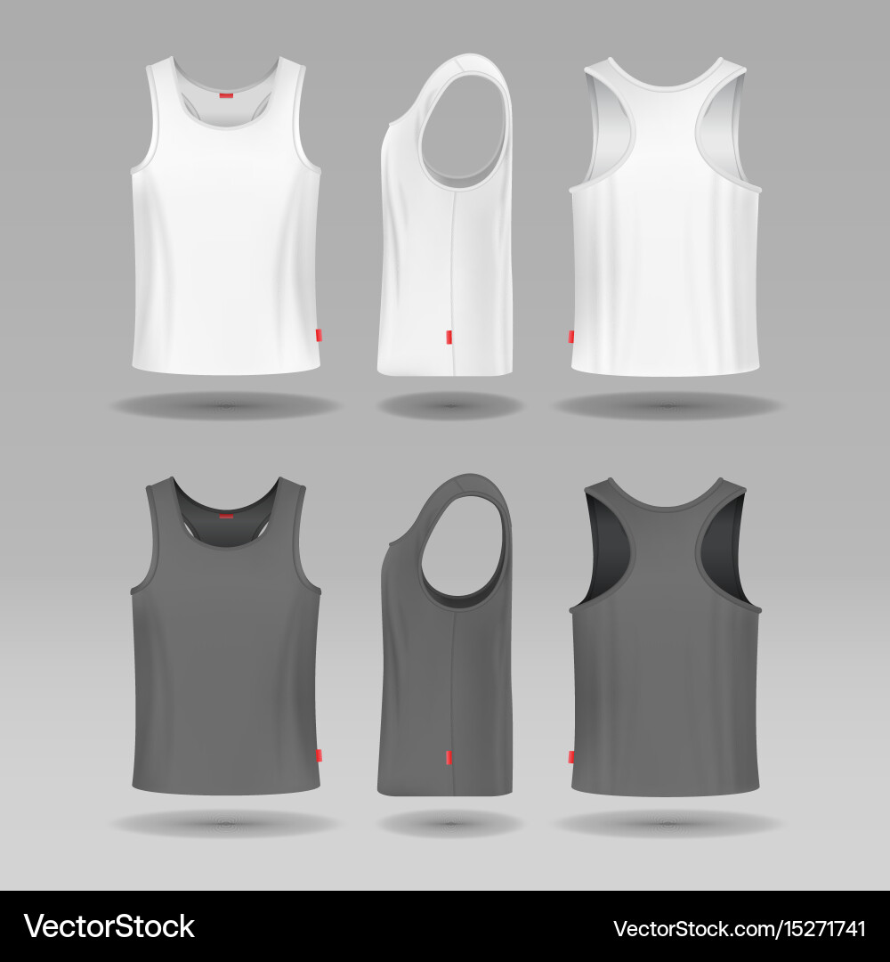White Male Tank Top Singlet Vector Image