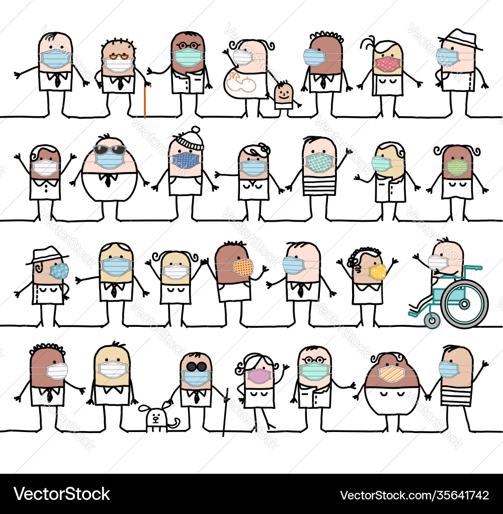 Cartoon group mixed diversity people wearing Cartoon group mixed diversity people wearing vector image