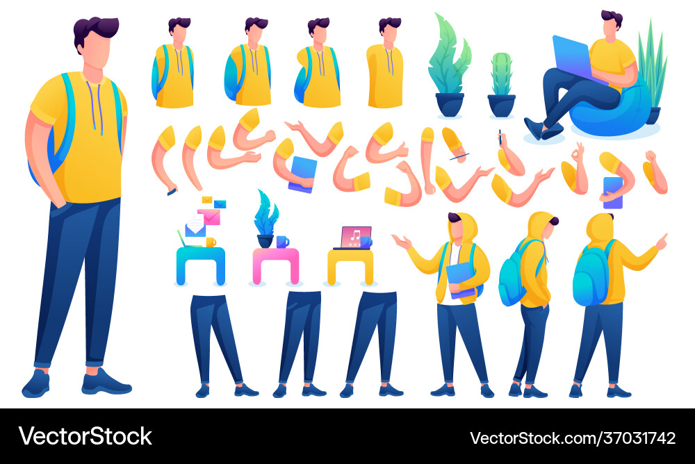 Constructor for creating a young men create your Constructor for creating a young men create your Vector Image