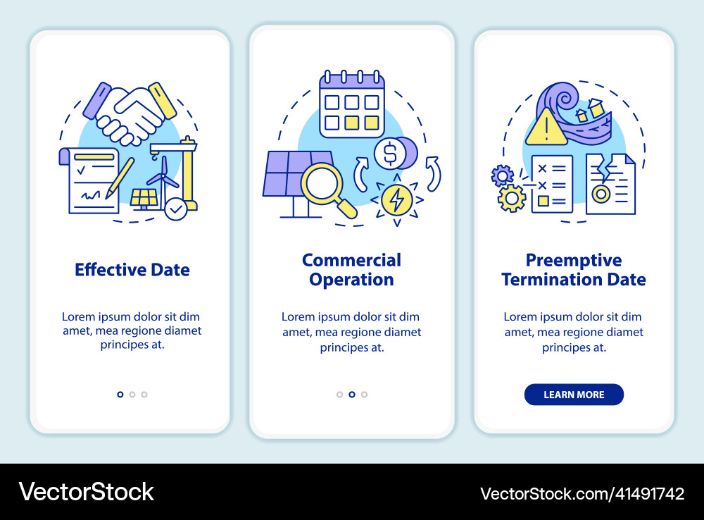Contract timeline of ppa onboarding mobile app Vector Image