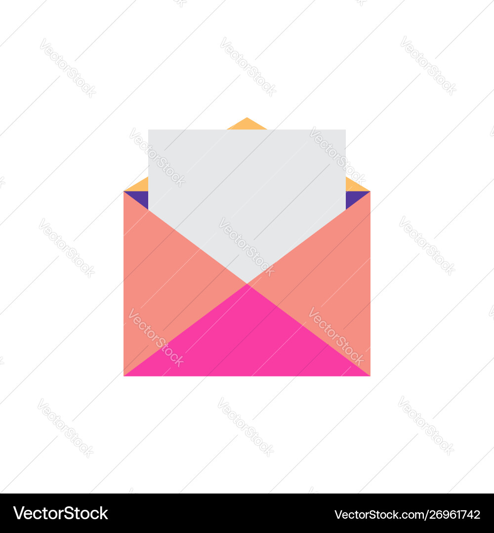 Document is in open envelope on white background Document is in open envelope on white background vector image