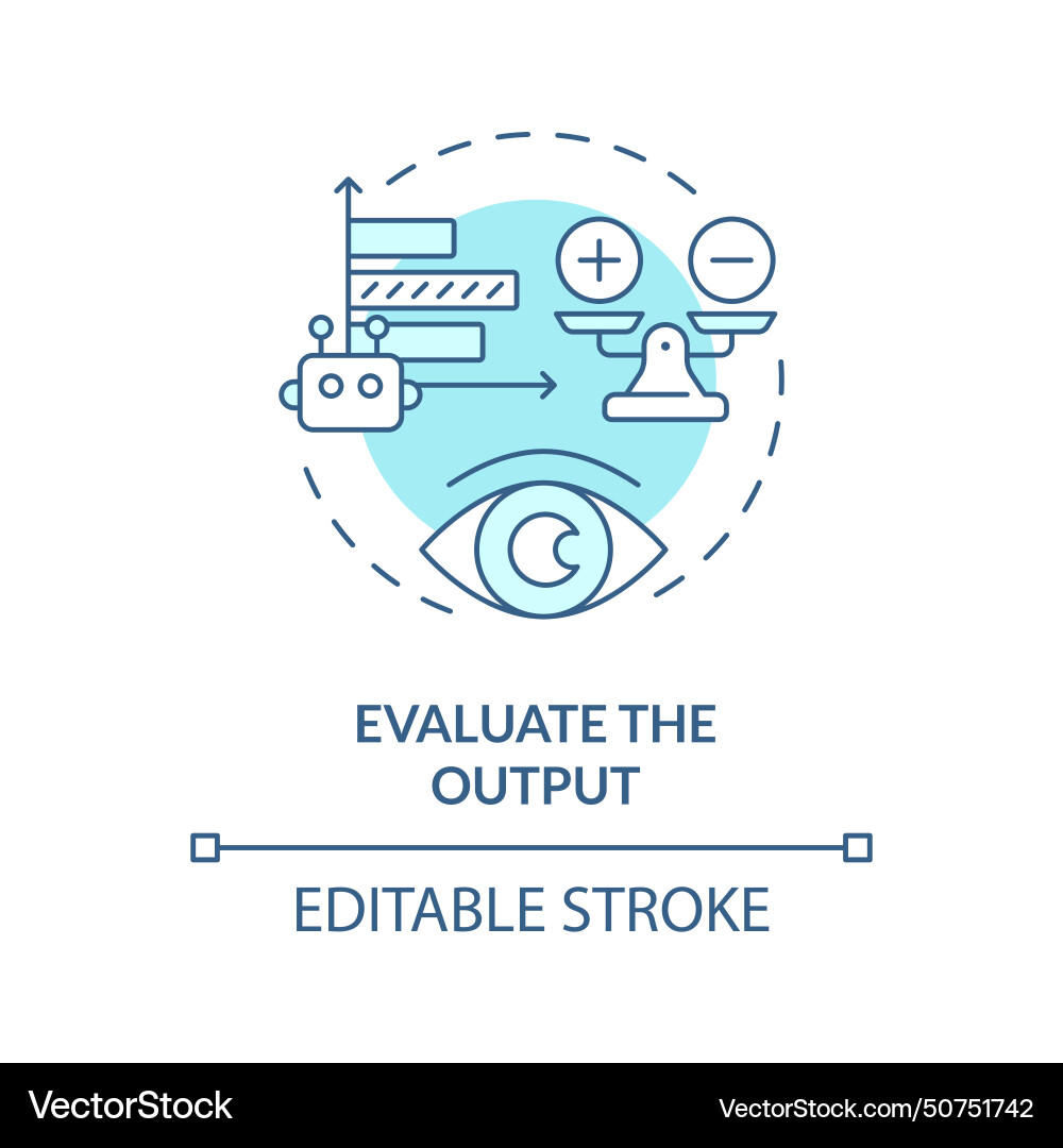 Evaluate output soft blue concept icon Evaluate output soft blue concept icon Vector Image