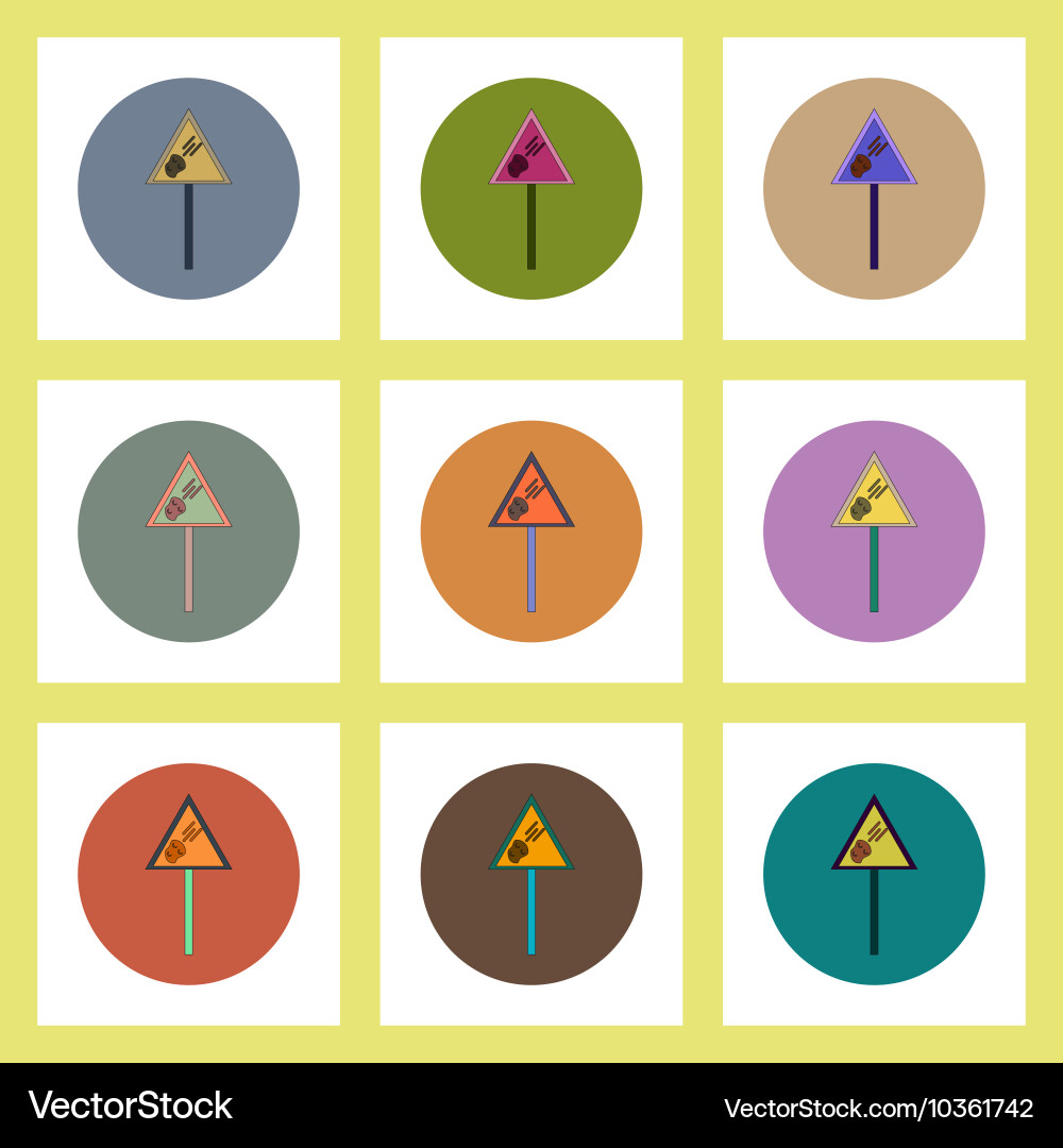 Flat icons set of space meteorite sign concept Vector Image