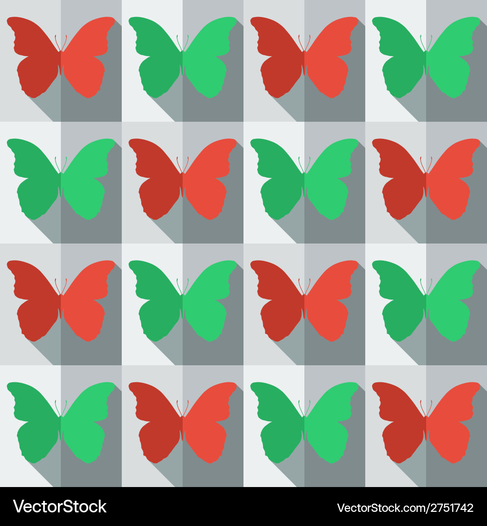 Flat style seamless pattern with butterflies Vector Image
