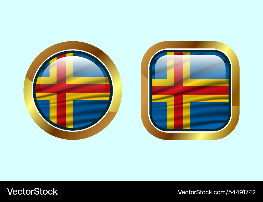 Glossy flag button of aland high quality web Vector Image