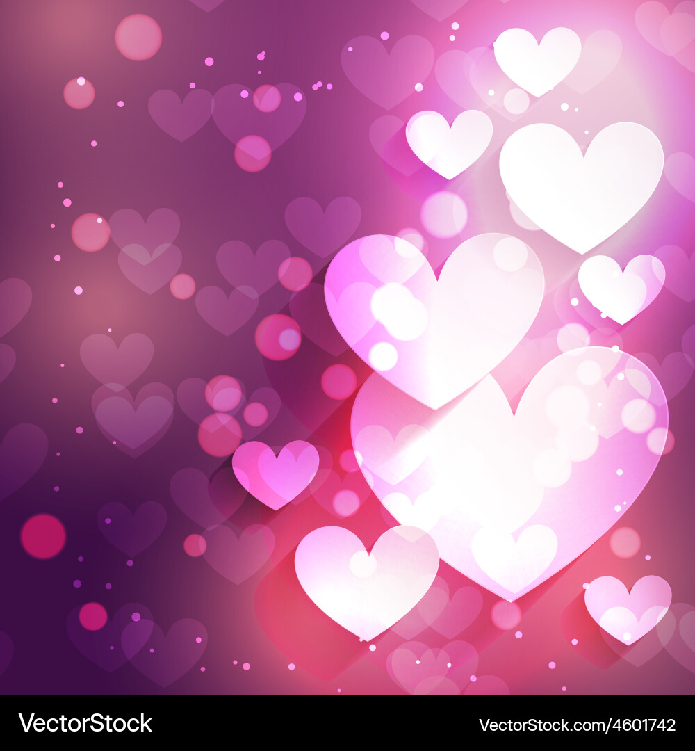 Heart background with bokeh effect vector image