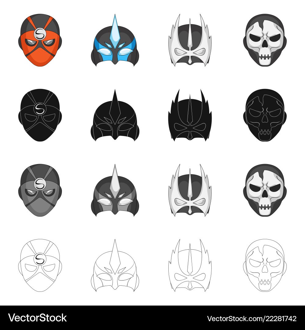 Isolated object of hero and mask sign set Isolated object of hero and mask sign set Vector Image