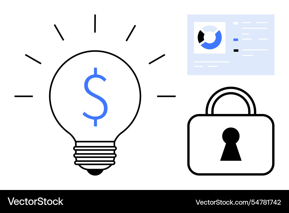 Lightbulb with dollar symbol secure lock vector image