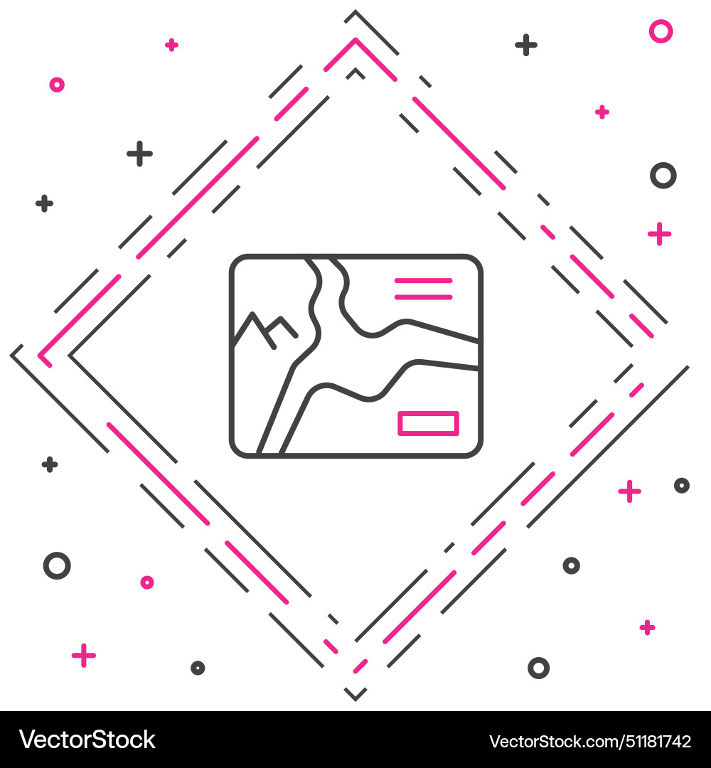 Line topographic map with route and coordinates Line topographic map with route and coordinates Vector Image