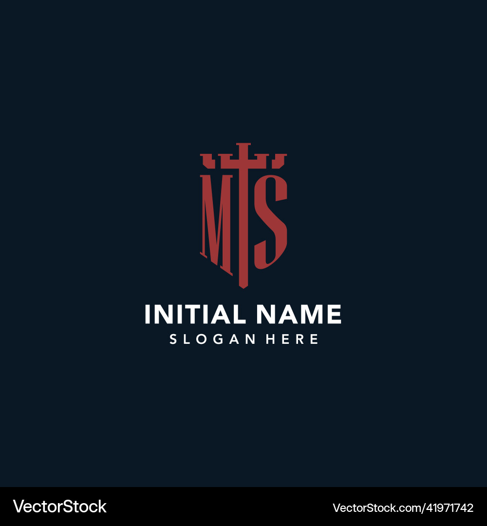 Ms initial monogram logos with sword and shield Vector Image