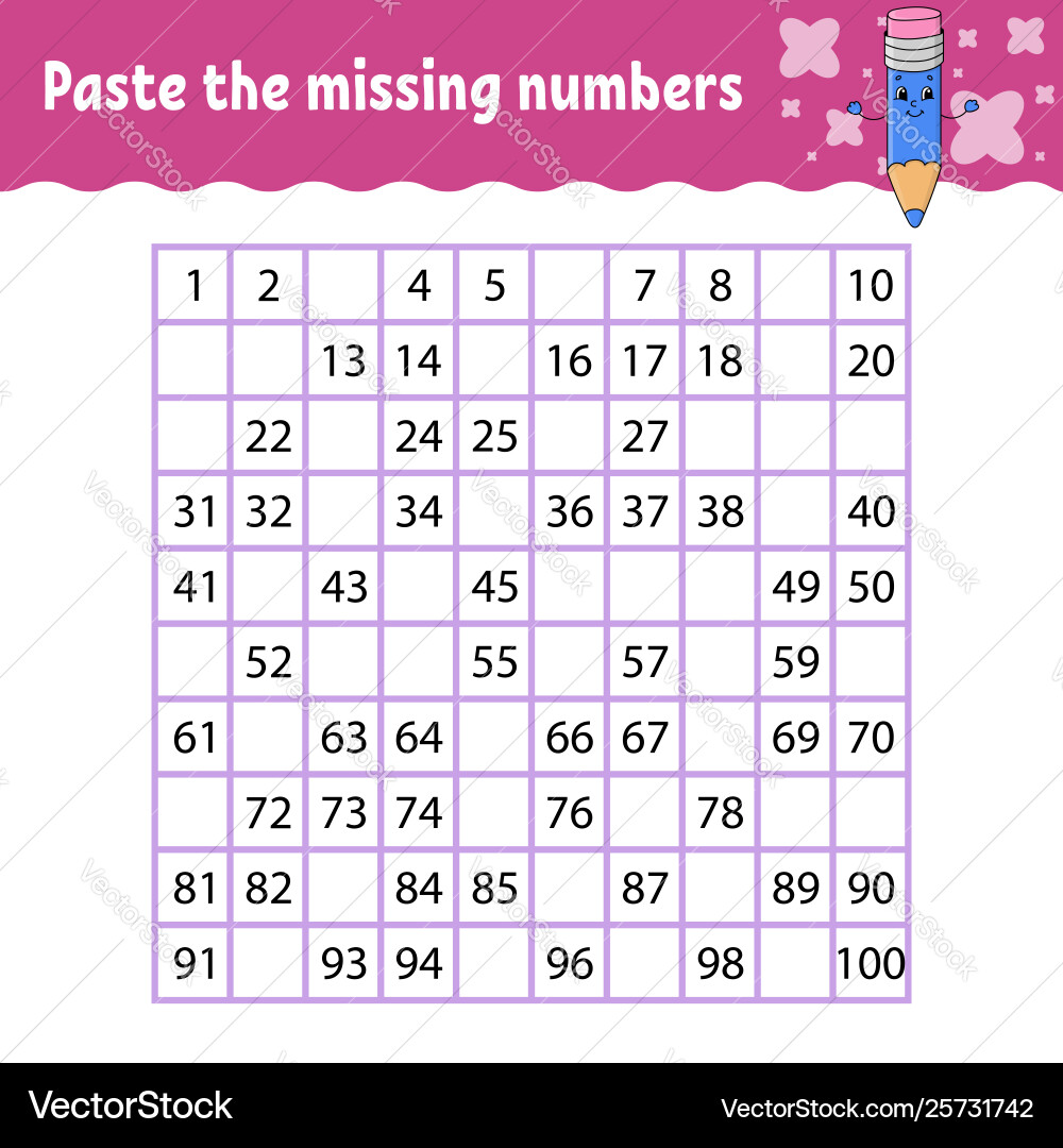 Paste missing numbers handwriting practice Paste missing numbers handwriting practice vector image