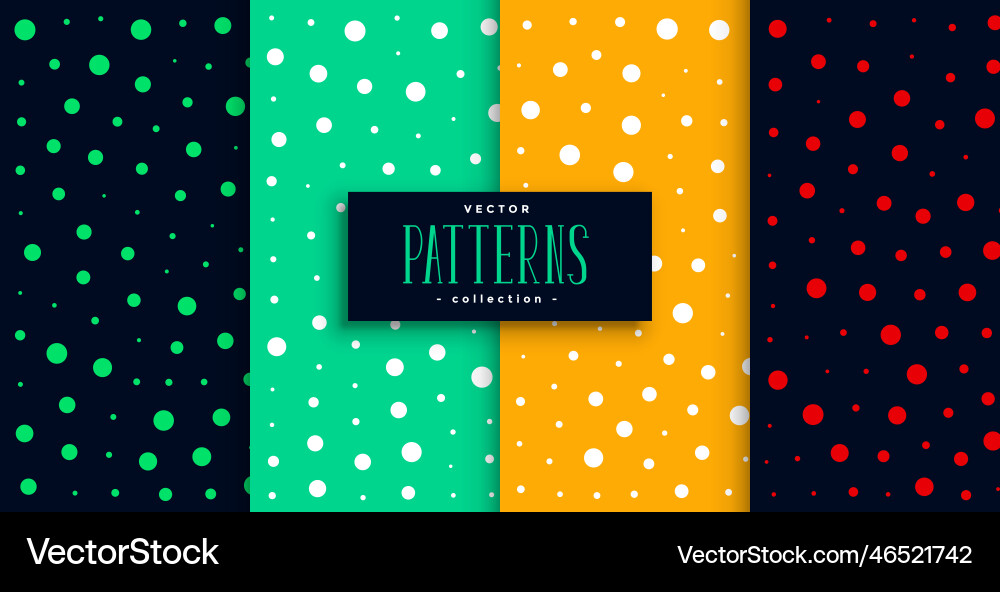 Polka style colorful circles pattern set design vector image