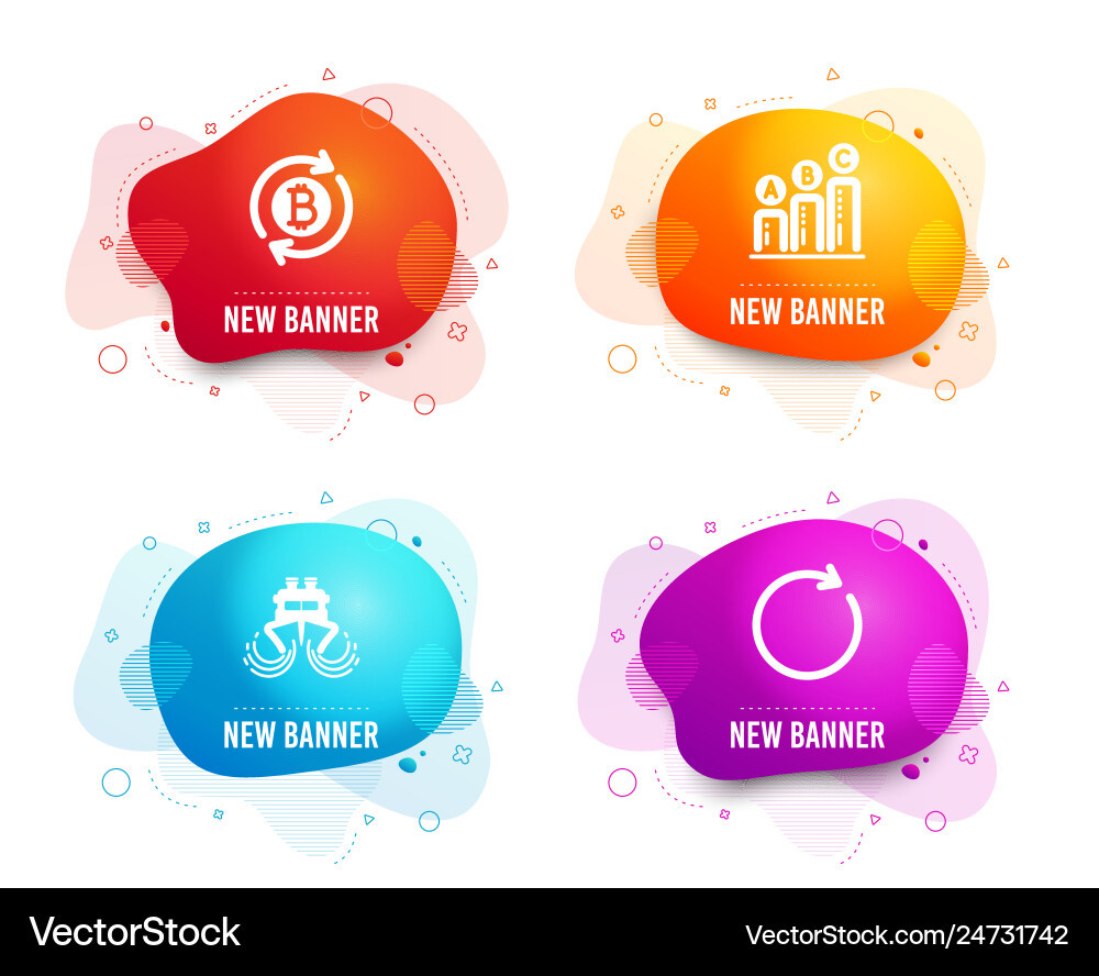 Refresh bitcoin graph chart and ship icons vector image