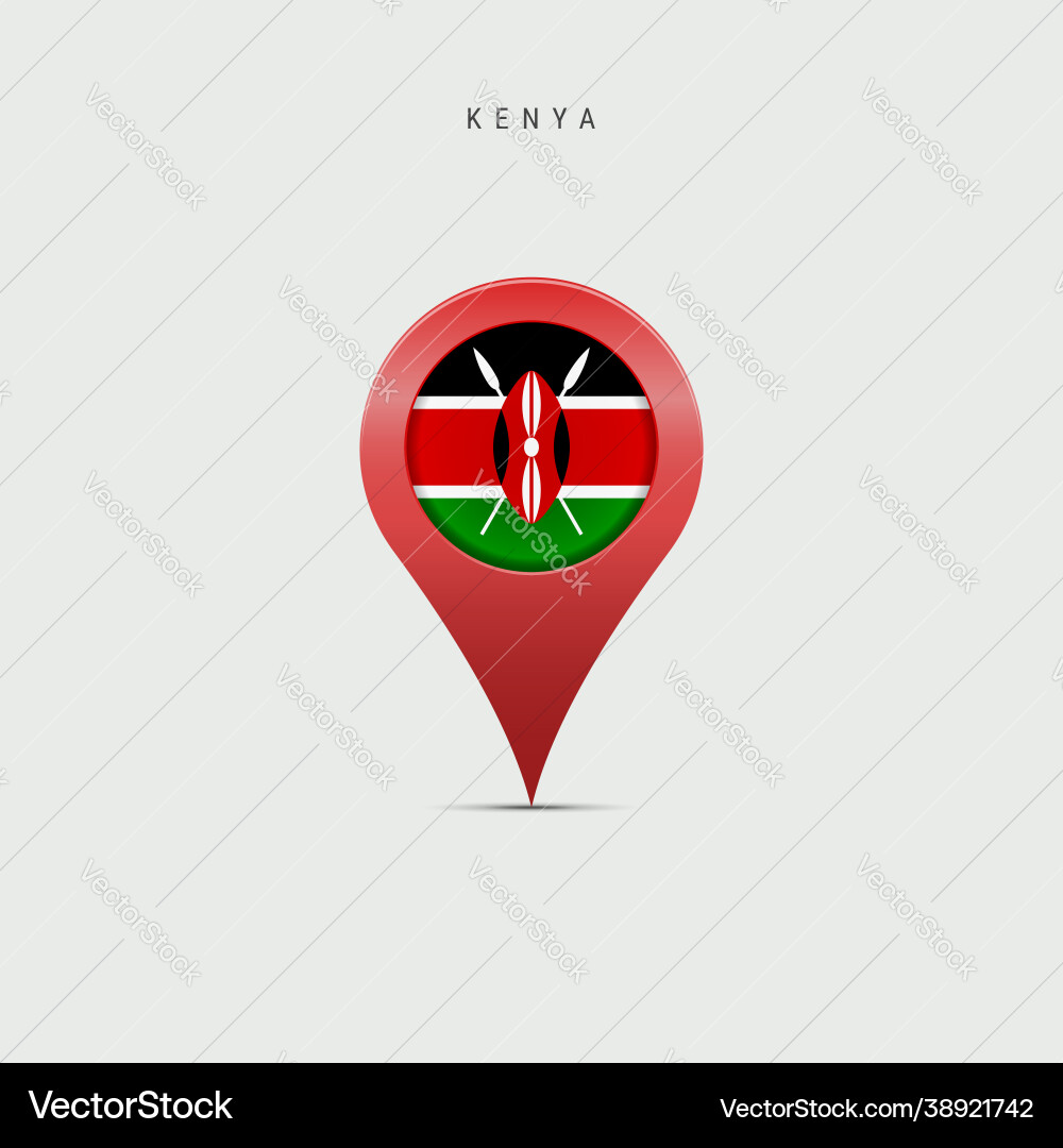 Teardrop map marker with flag kenya 3d Teardrop map marker with flag kenya 3d vector image