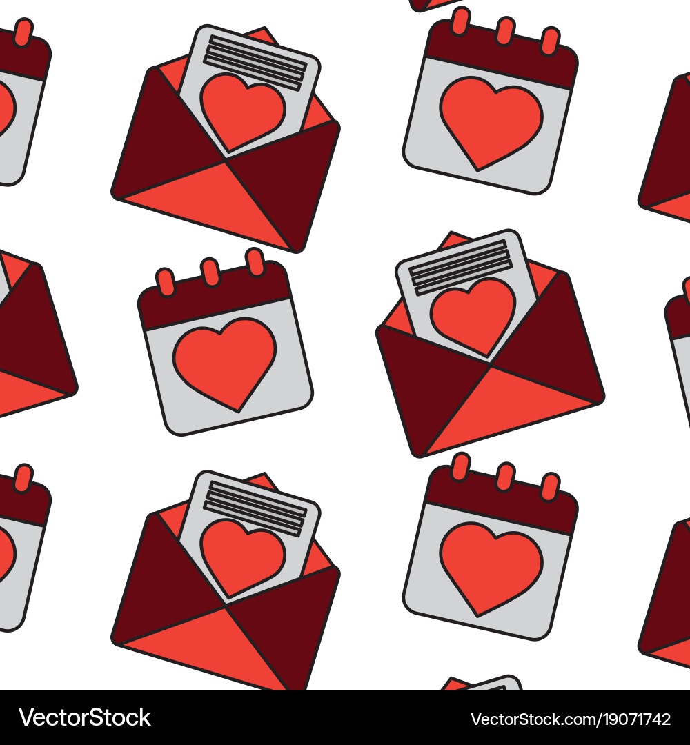 Valentines day calendar message seamless pattern vector image