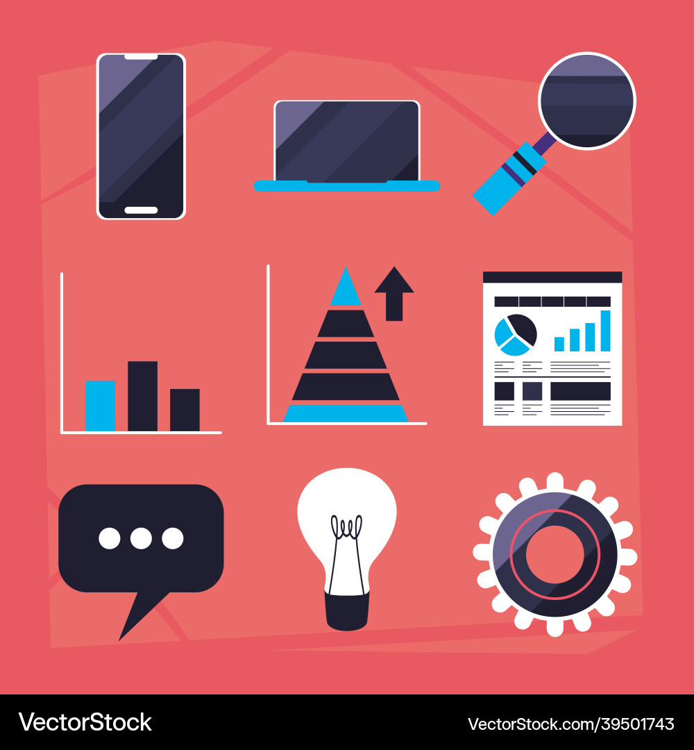 Analytics and data management symbols Vector Image