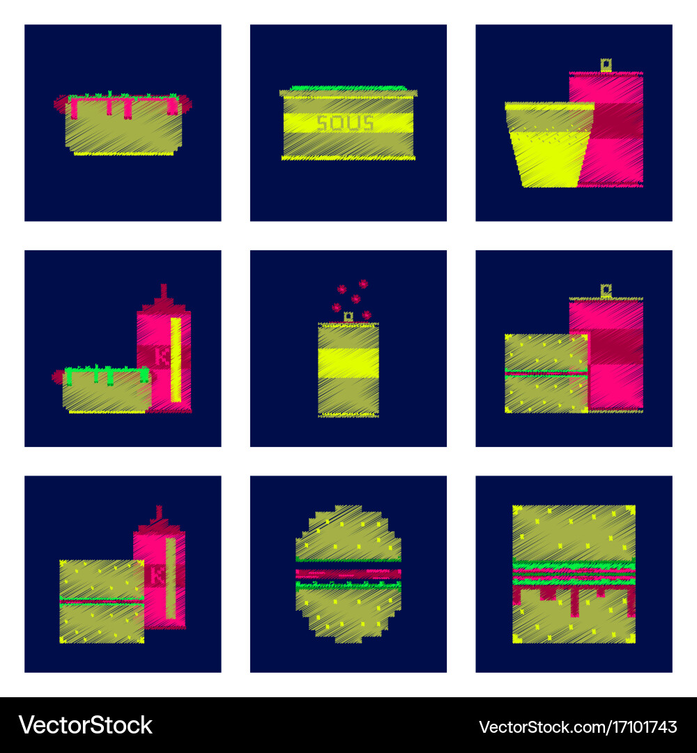 Assembly of flat shading style pixel icon fast Vector Image