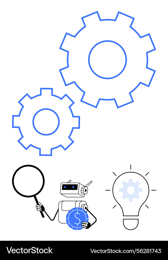 Automation process concept featuring robot light vector image