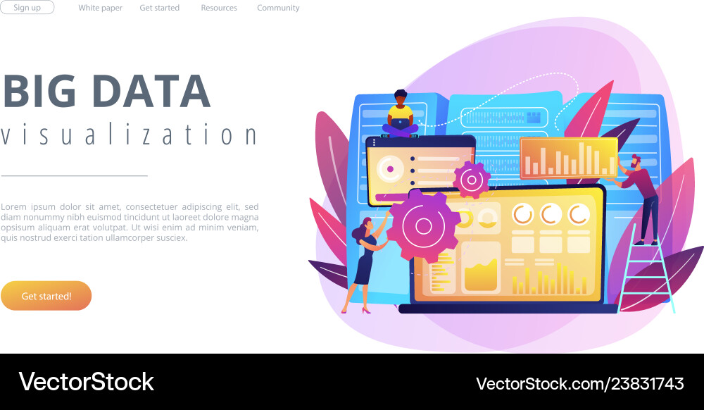 Big data visualization concept landing page Big data visualization concept landing page vector image
