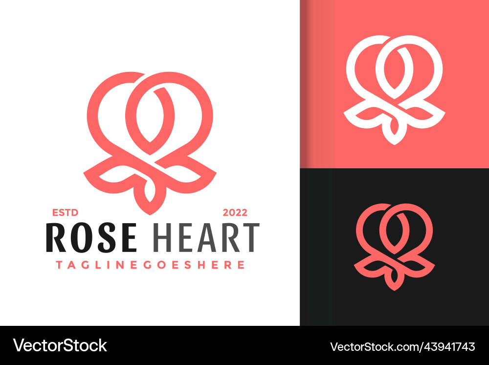 Blume Rosen Herz Logo Design Marke Identität Blume Rosen Herz Logo Design Marke Identität vektorbild
