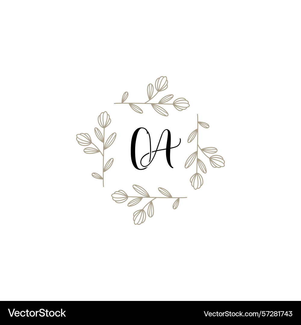 Botanical monogram logos with initial oa Botanical monogram logos with initial oa Vector Image