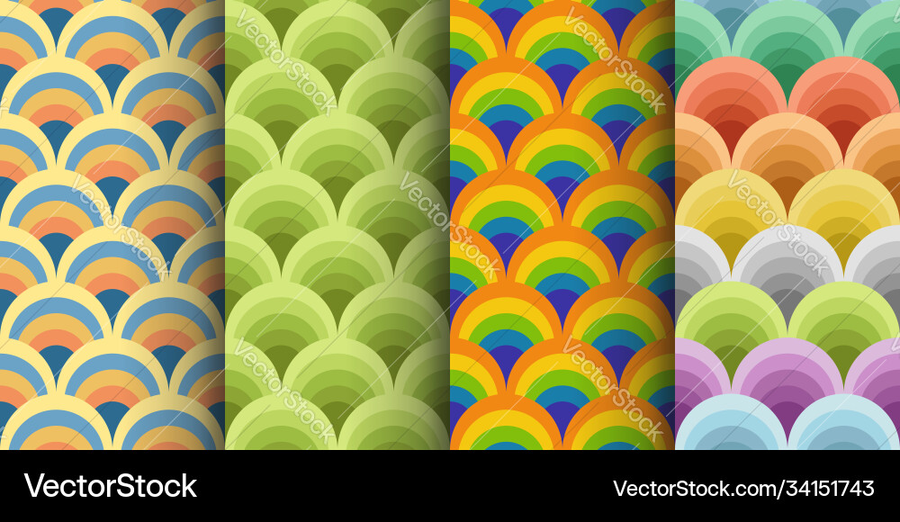 Colorful retro seamless patterns in small set Colorful retro seamless patterns in small set vector image