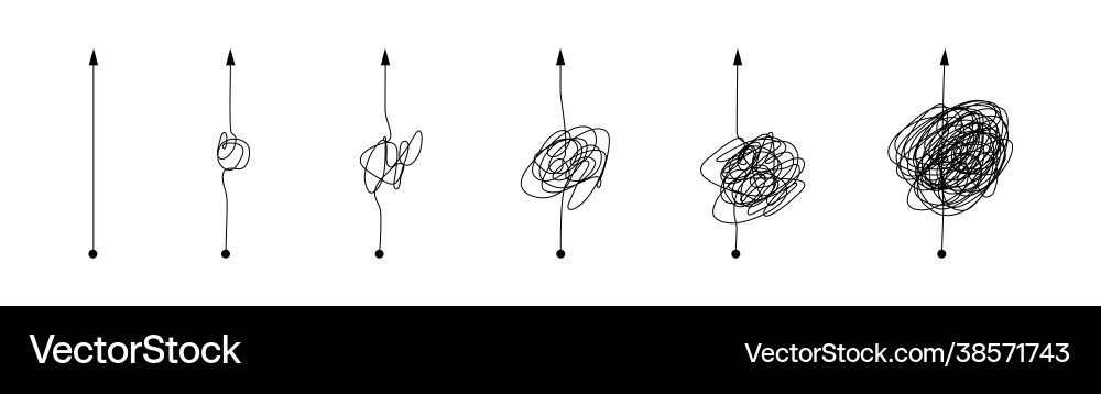 Complex and simple line path set scribble Vector Image