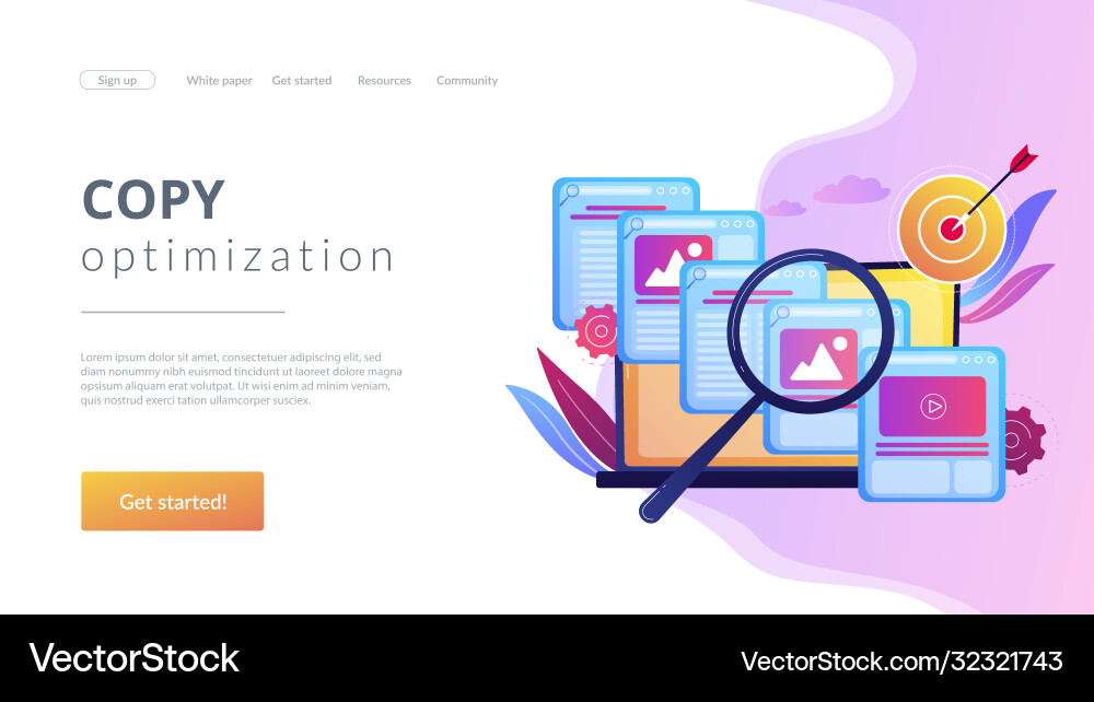 Copy optimization concept landing page Vector Image