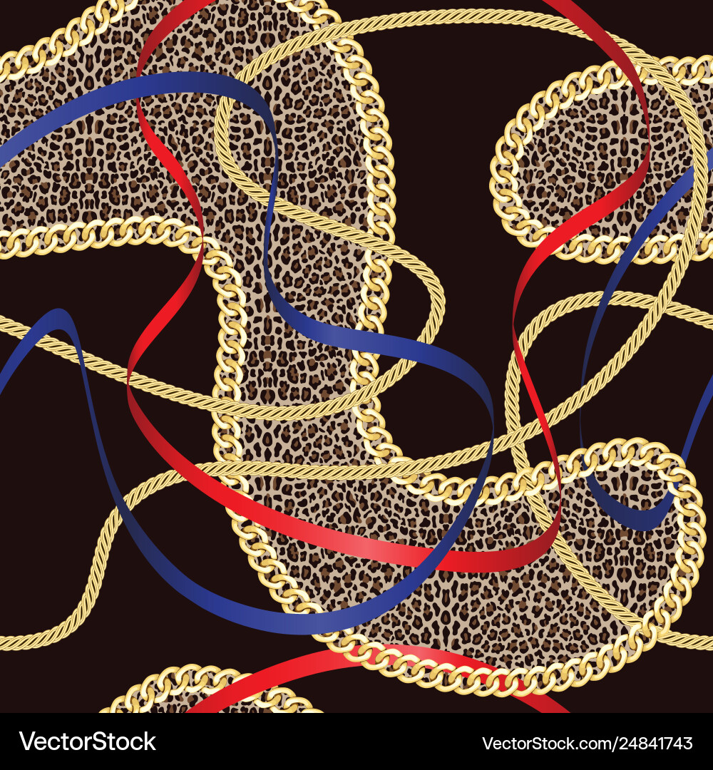Golden chains seamless pattern on leopard Golden chains seamless pattern on leopard vector image