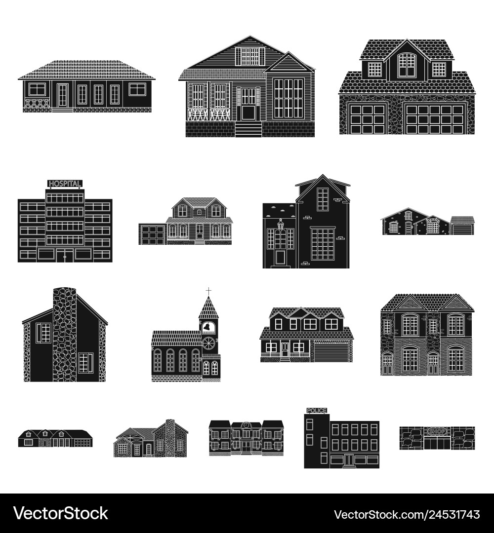Isolated object of building and front logo set Isolated object of building and front logo set vector image