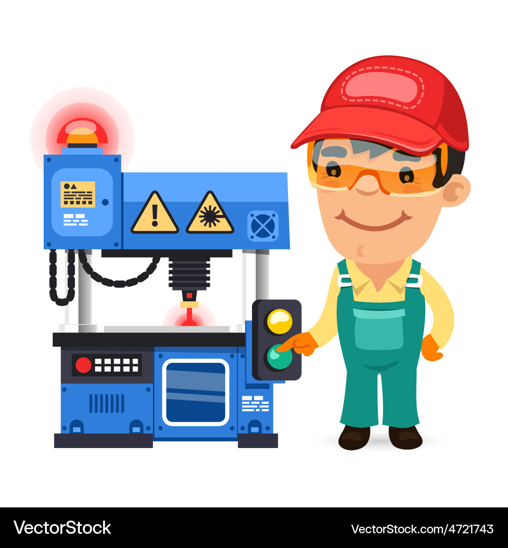 Laser Plotter Operator Working vector image