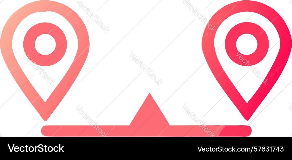 Two interconnected location pins mapping vector image