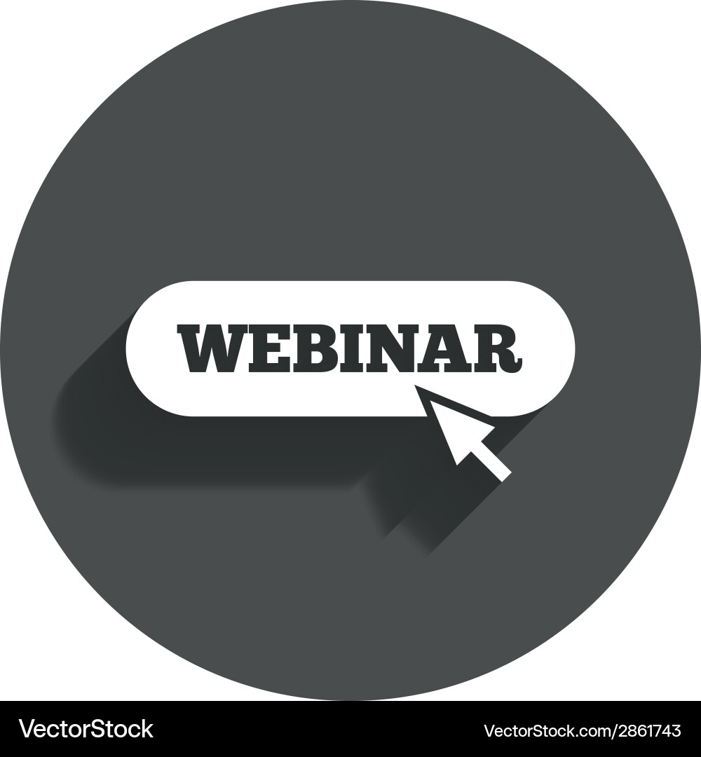 Webinar with cursor pointer sign icon web study Vector Image